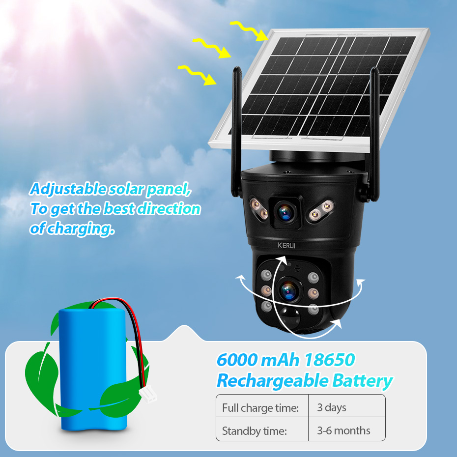 Home Security Tech - Câmera Solar KERUI 6MP 4G SIM