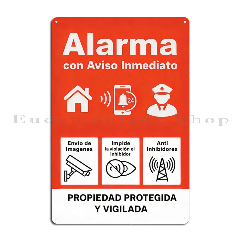 Home Security Tools - Placa de Metal Retrô com Sistema