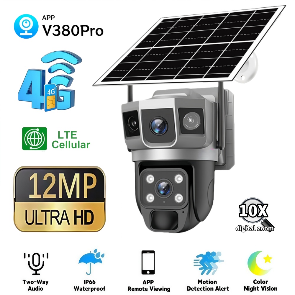 Home Security Tech - Câmera de Vigilância Solar Externa 4G