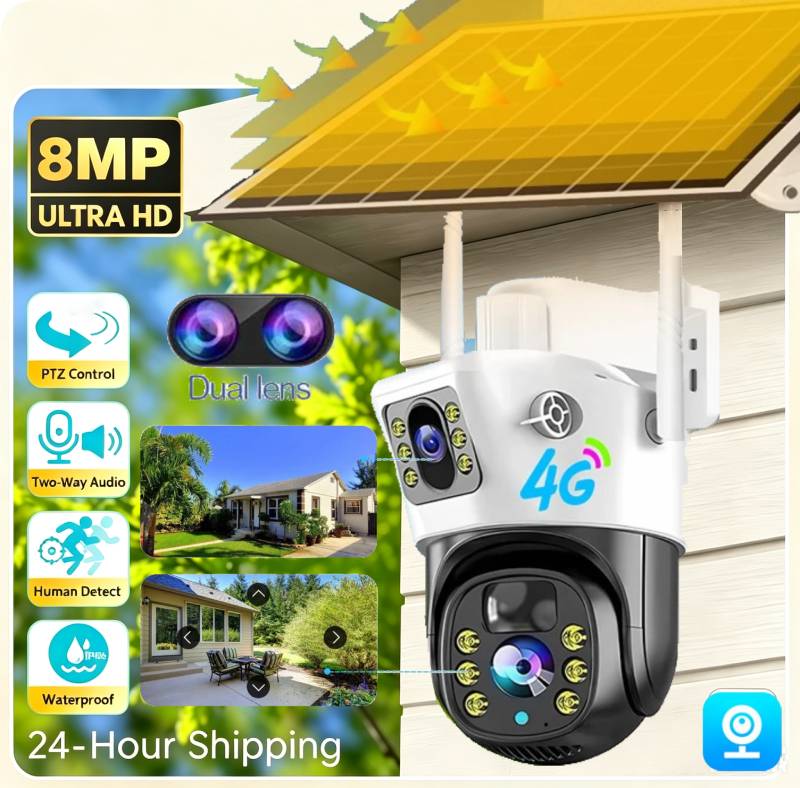 Ip Camera Outdoor 4K - Câmera Solar 4G de 8MP com