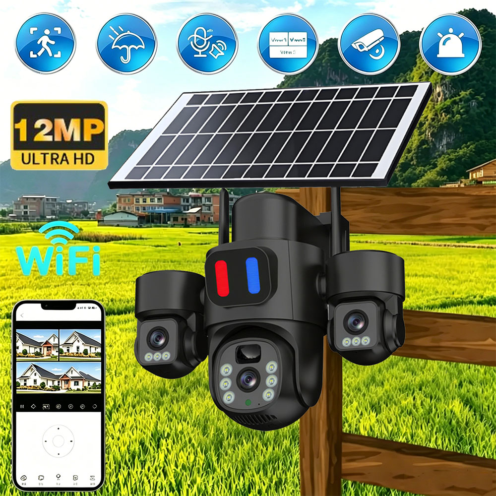 Home Security Tech - Câmera PTZ Solar WiFi Externa com