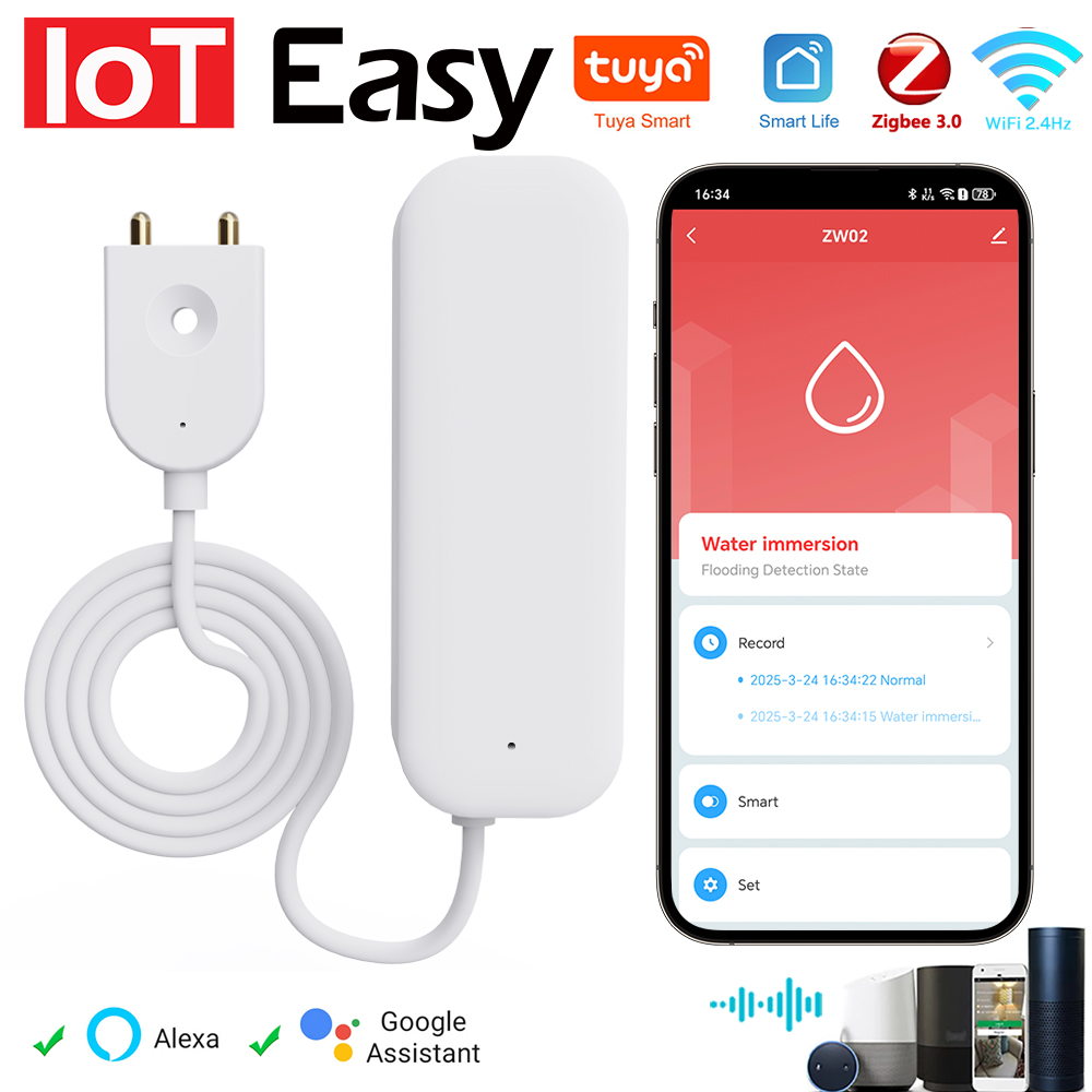 Tuya wifi zigbee sensor de águ - Home Security Tools avaliação e preço